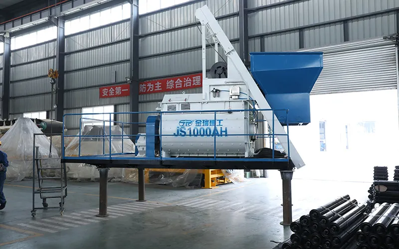 Twin Shaft Concrete Mixer with Skip Hoist