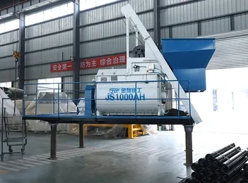 Twin Shaft Concrete Mixer with Skip Hoist